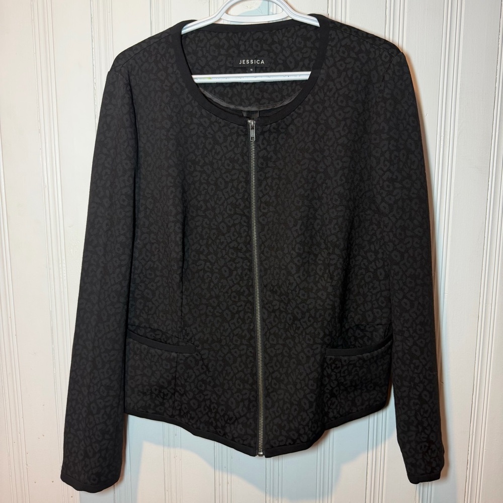 Jessica Black Leopard Print Women's Jacket Blazer Office Chic Punk Goth